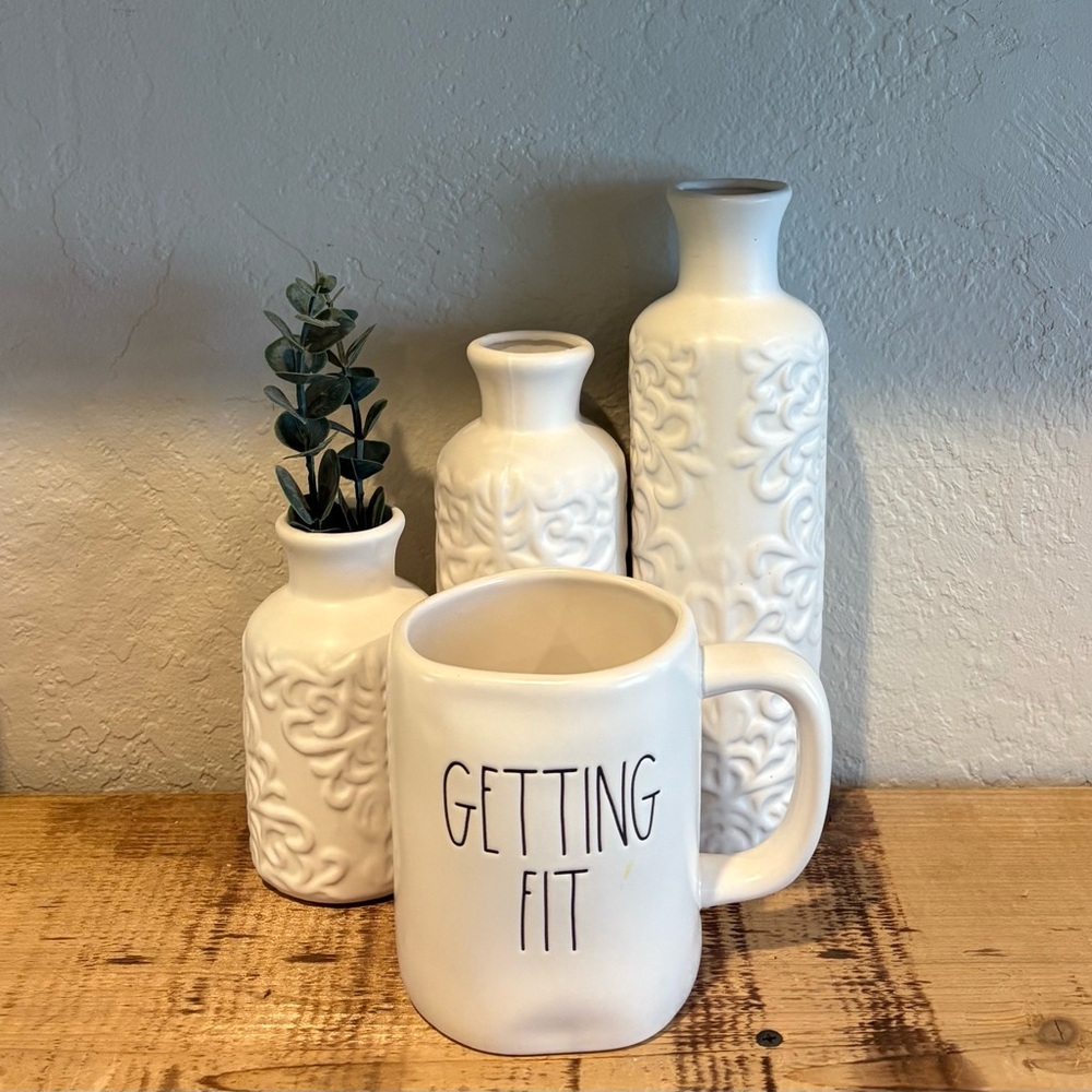 Rae Dunn White 'Getting Fit' Mug